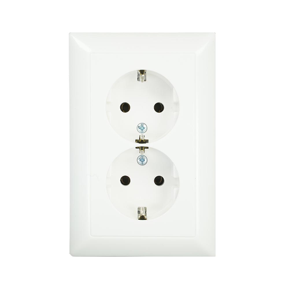 Jung AS500 wandcontactdoos 2-voudig zonder randaarde wit AS5010UWW