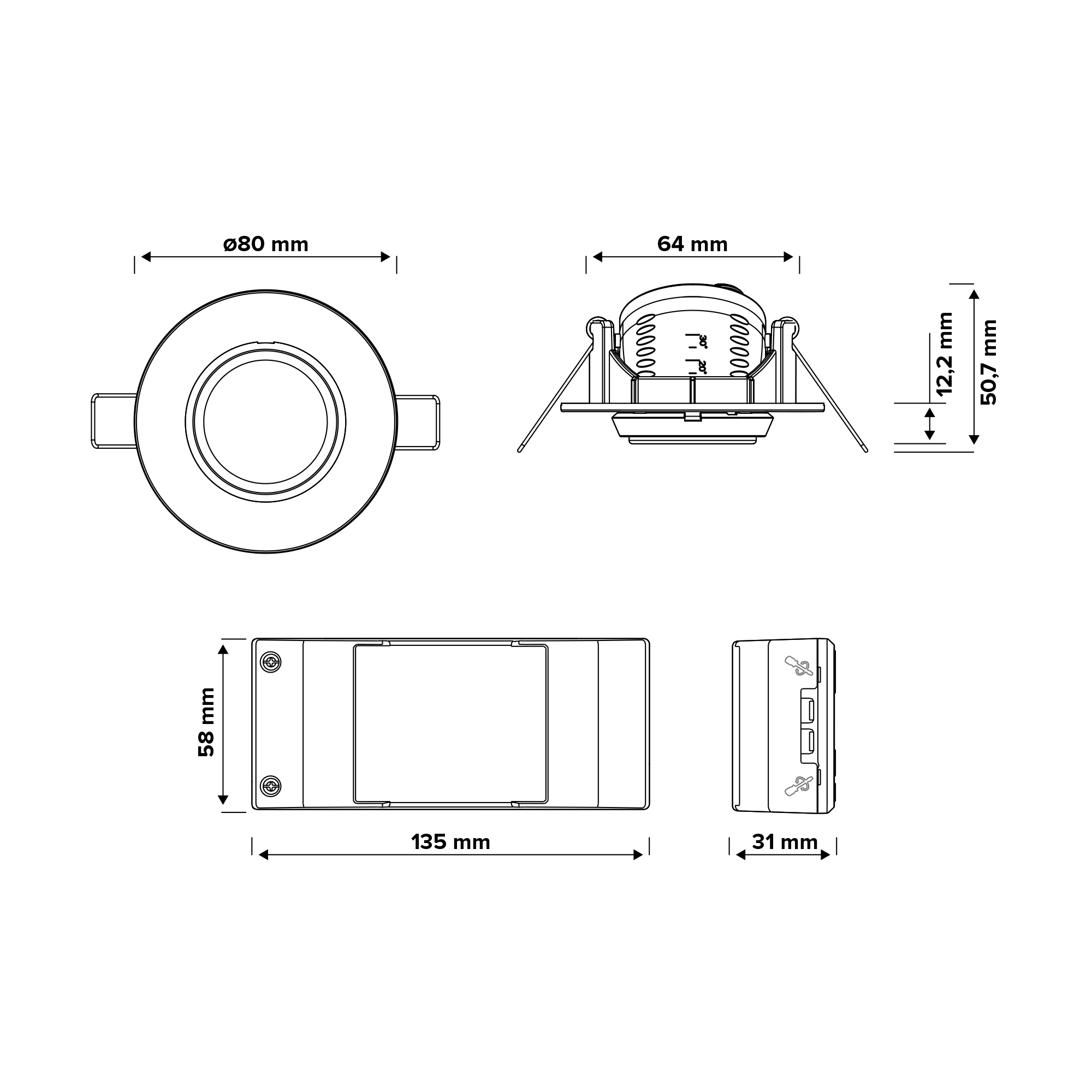 Klemko Aanwezigheidsmelder PIR 230V instelbaar 360° (30m²) 1x NO 2000W IP40 inbouw wit PLF-IB-PIR/1U