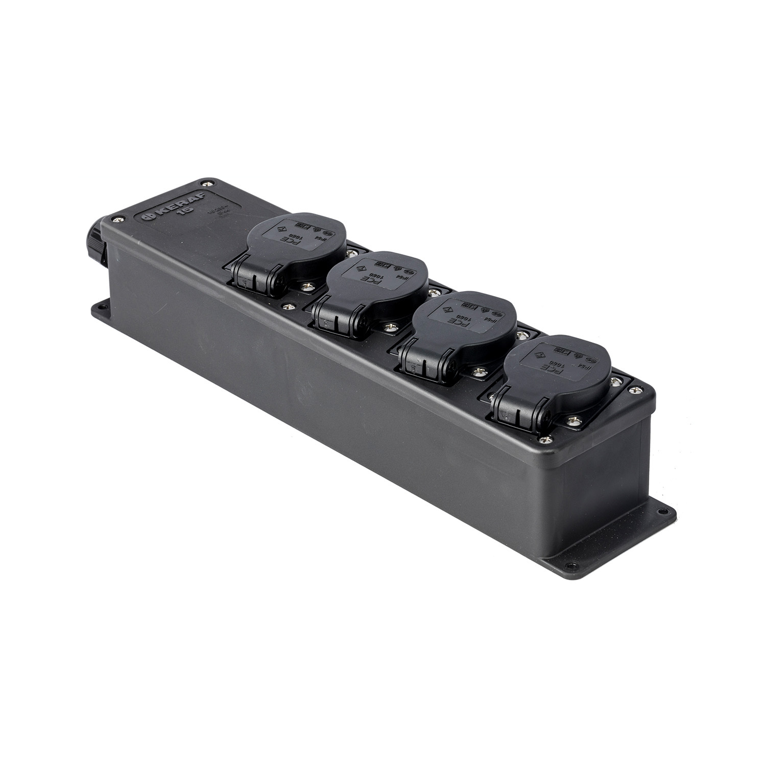 Snoercentrale zwart 4x schuko 16A 250V Keraf 104470