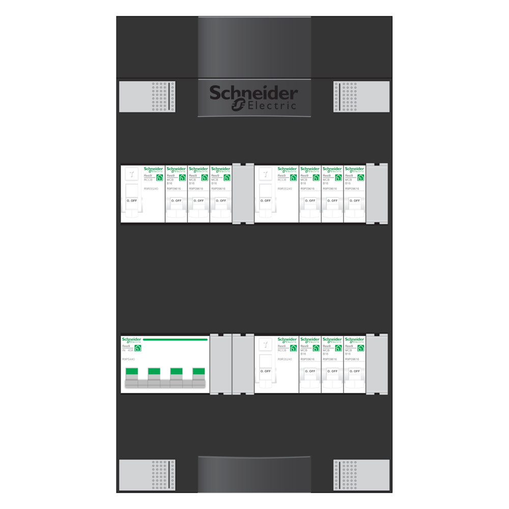 Schneider Advanced 9-groepenkast 3-fase HS 3xALS 2p/30mA (3+3+3gr) ADV3B309A