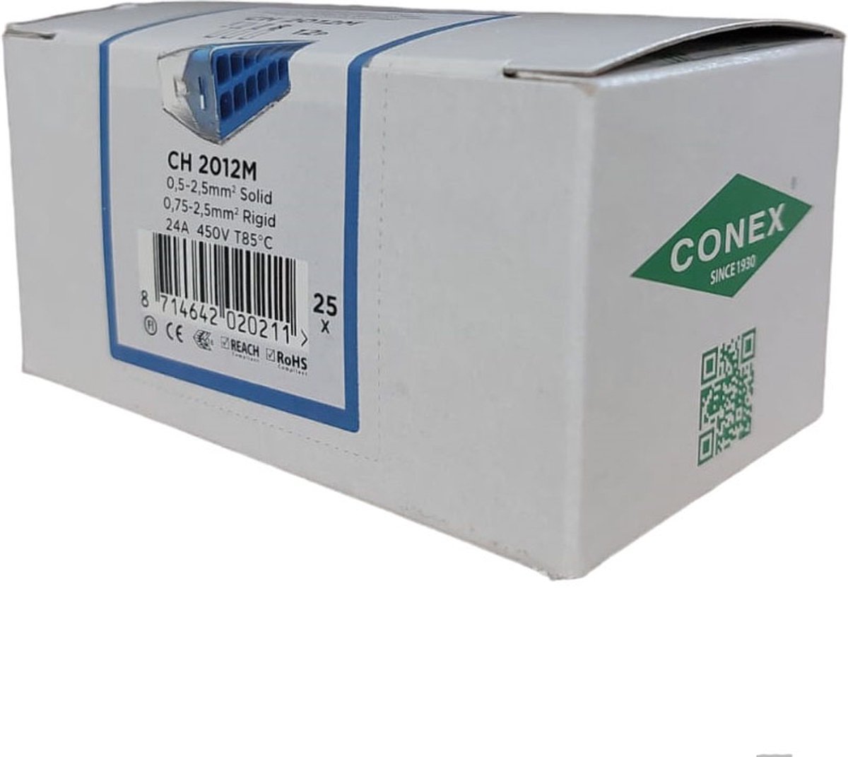Conex lasklem 12 polig blauw mini met verbeterde grip 0.5 tot 2.5mm² 24A  450V CH2012M nieuw