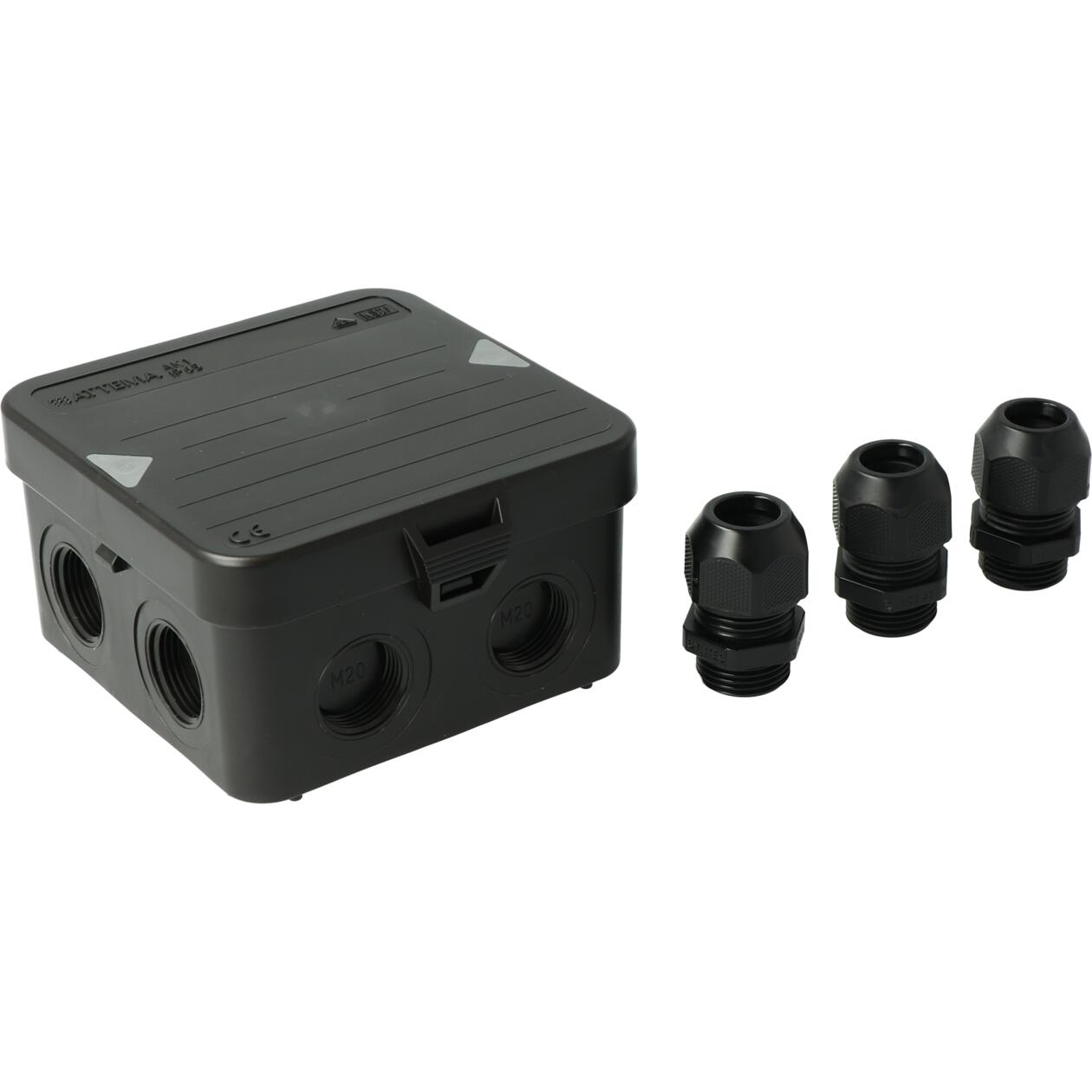 Attema kabeldoos AK1 95x95x45mm 3x M20-wartel Zwart