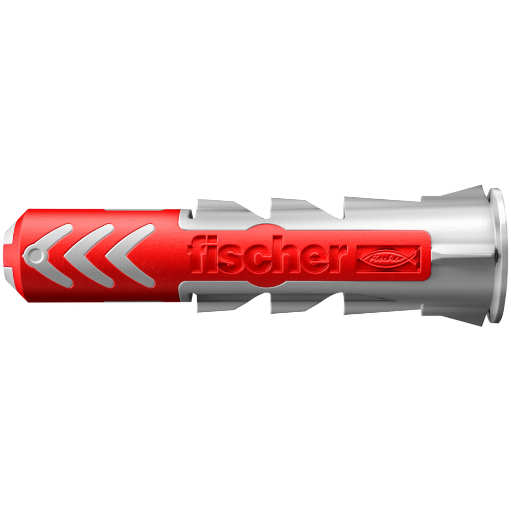 Fischer DuoPower Plug universeel ø8x40mm+rand nylon grijs/rood (doos 100st) DUOPOWER 8X40 afbeelding 1