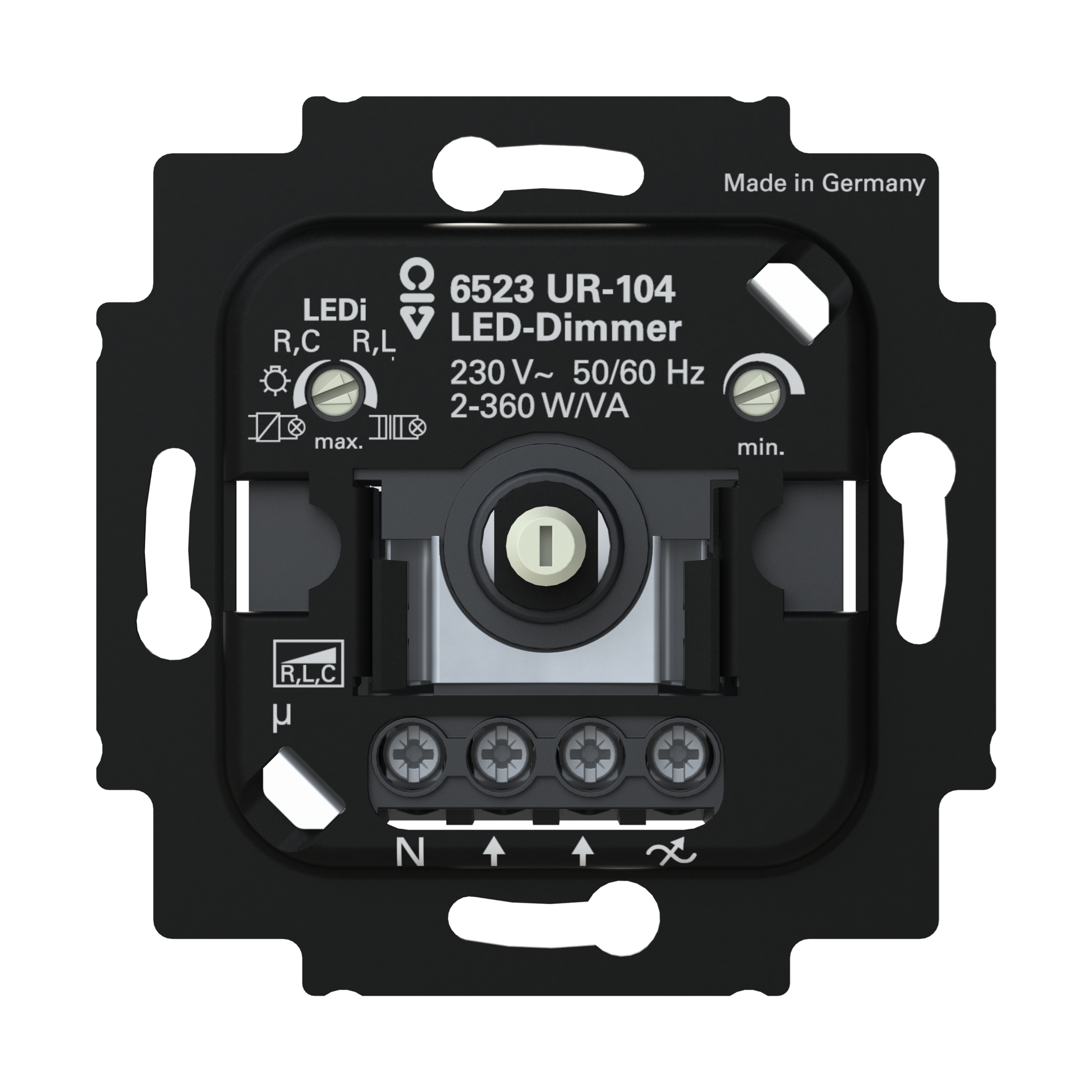 ABB Busch-Jaeger Dimmer draai/druk universeel (L) 2-100W/VA (R/C) 360W/VA inbouw 6523 UR-104 afbeelding 1