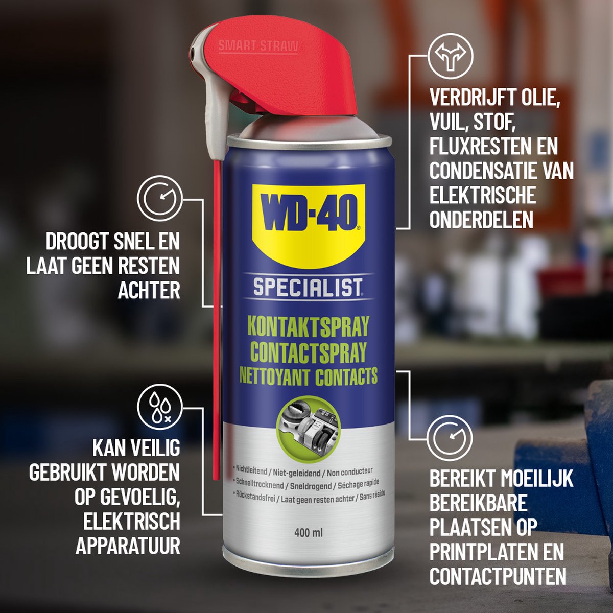 WD-40 Contactspray Specialist Smart Straw 2-weg spuitbus met rietje 400ml
