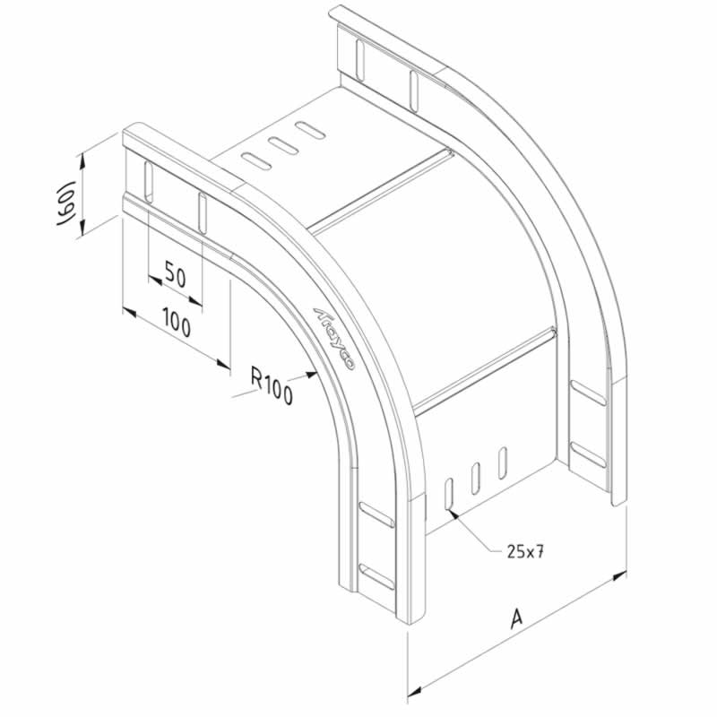 Valbocht kabelgoot 150mm zwart structuur afbeelding 3