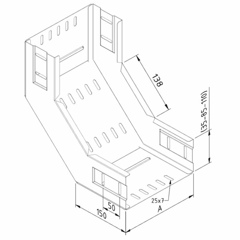 Stijgbocht kabelgoot 150mm Zwart structuur afbeelding 3