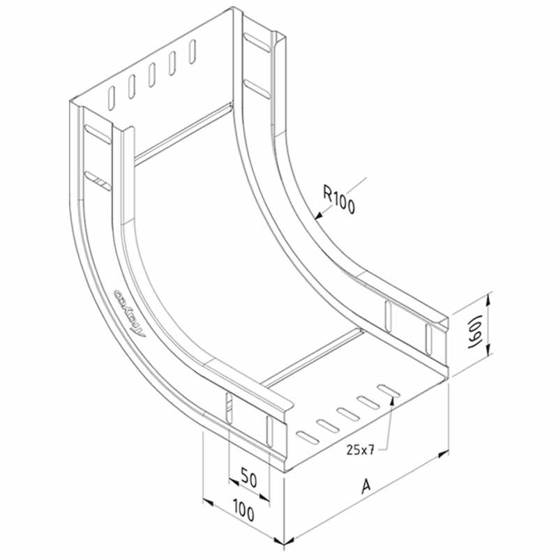Stijgbocht kabelgoot 150mm Zwart structuur afbeelding 4