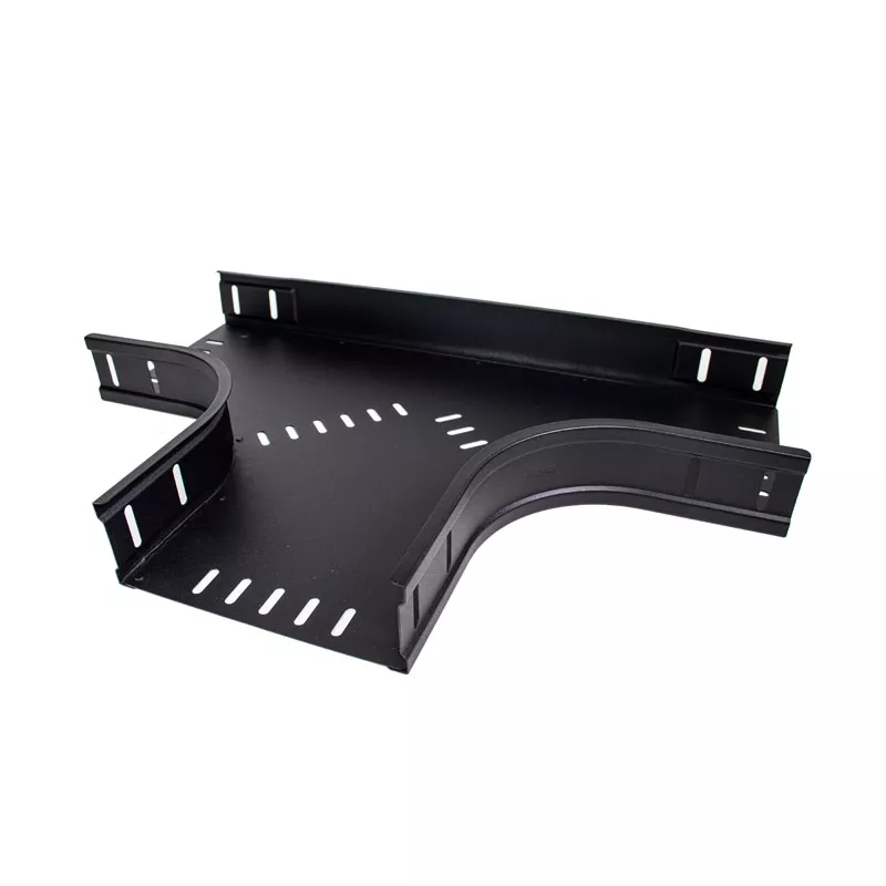 T stuk 200mm structuur zwart RAL 9005 voor kabelgoot afbeelding 1