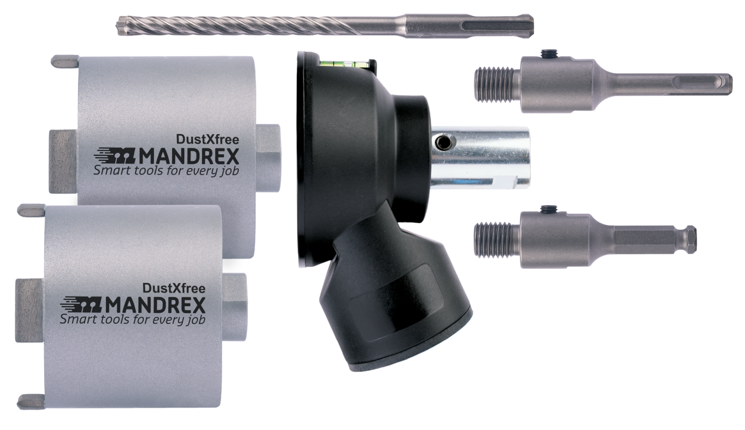 Mandrex dozenboorset compleet met stofafzuiging en houder