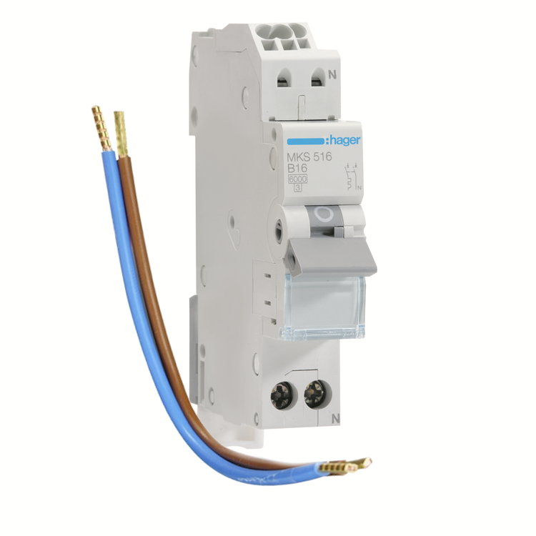 Hager Vision Uitbreidingsset 1x Installatieautomaat 1-polig+N B16A 6kA VKS01SG