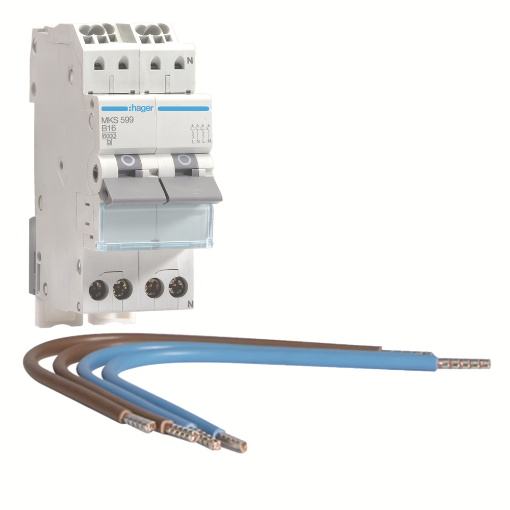 Hager Vision Uitbreidingsset 1x Fornuisgroep 2x1-polig+N B16A 6kA VKS03SF